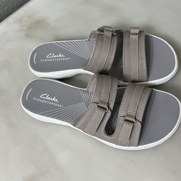 Clarks Women's Breeze Piper Cloudsteppers Slide Sandal Size 7 Light Taupe - Picture 3 of 7
